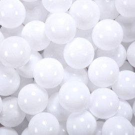GUESVOT 2.75 Inch Big Ball Pit Balls - Crush Proof Plastic Balls for Ball Pit Pack of 50pcs Set for Toddlers Ball Pool Playtent Tunnels with Reusable Storage Bag (White)