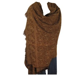 TDbN | Tribal Designs by Neela Throw/Shawl | Yak + Sheep Wool Blend | Nepal |Handmade | Paisley Design|  Khaki