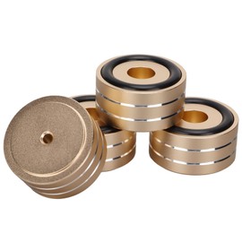 Speaker Isolation Spike Stand Foot, 4pcs 40x20mm Aluminum Speaker Isolation Feet Pad, Anti Slip Rubber HiFi Turntable Isolation Feet, for DAC Amplifier Recorder Meter(Gold)