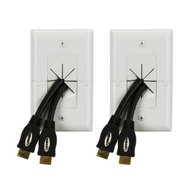 DataComm Electronics 45-0017-BK-2 (2 Pack) Split Style TV Plate with Flexible AV/HDMI Cable Pass-Through - Black
