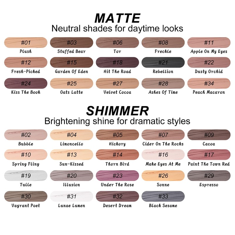 FOCALLURE No Crease Eyeshadow Stick, Creamy Eye Shadow Stick, Matte