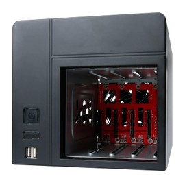 AUDHEID Mini-ITX NAS PC K3 Chassis, 4 Bay DIY Computer Case, Compatible with PSU Flex&MB ITX, 4 x 2.5/3.5" Tray, Network Attached Storage Enclosure with 2 Front USB Ports and 1x12cm Back Chassis Fan