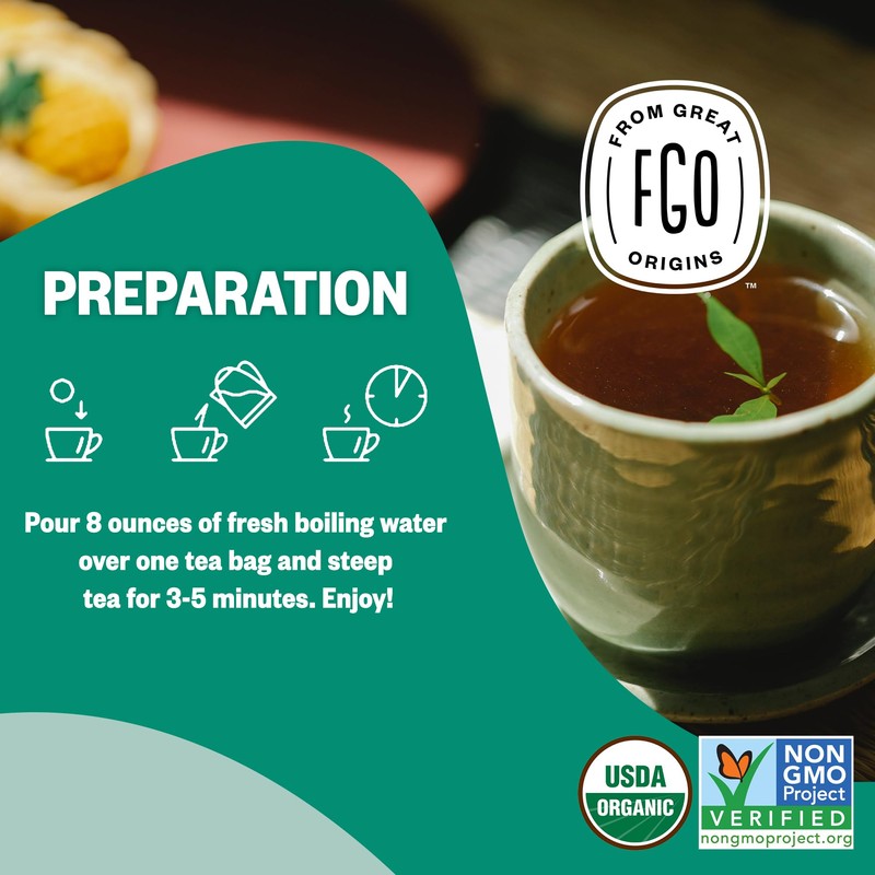 FGO Organic Spearmint Leaf Tea, 100 Count, Eco-Conscious Tea Bags,