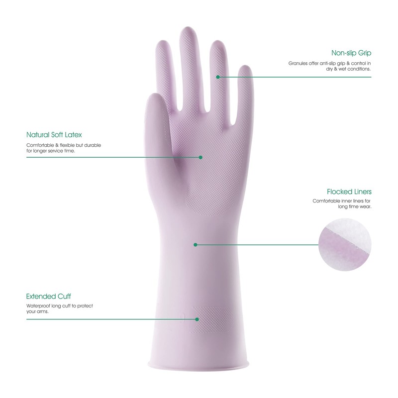 COOLJOB Reusable Household Gloves, 3 Pairs Scented Rubber Gloves with