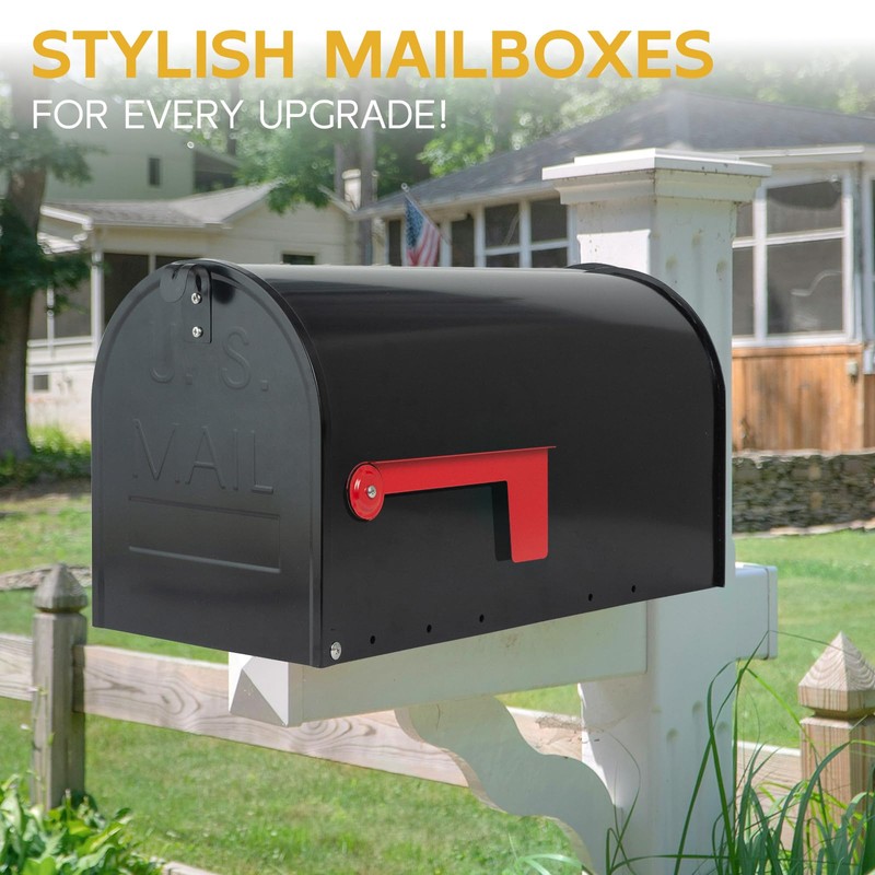 BlissBoard Large Black Galvanized Steel Mailbox 22 x 10.7 x