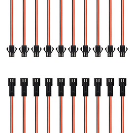 20 Gauge Silicone JST SM Connectors Plug, SIM&NAT 5.9 inches Male Female 2 Pins EL Wire Cable, 10 Pairs
