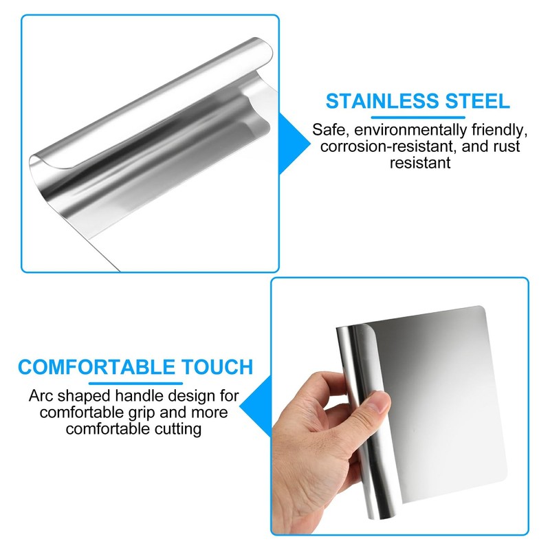 1 Pcs Stainless Steel Pastry Scraper, Metal Dough Scraper Bench