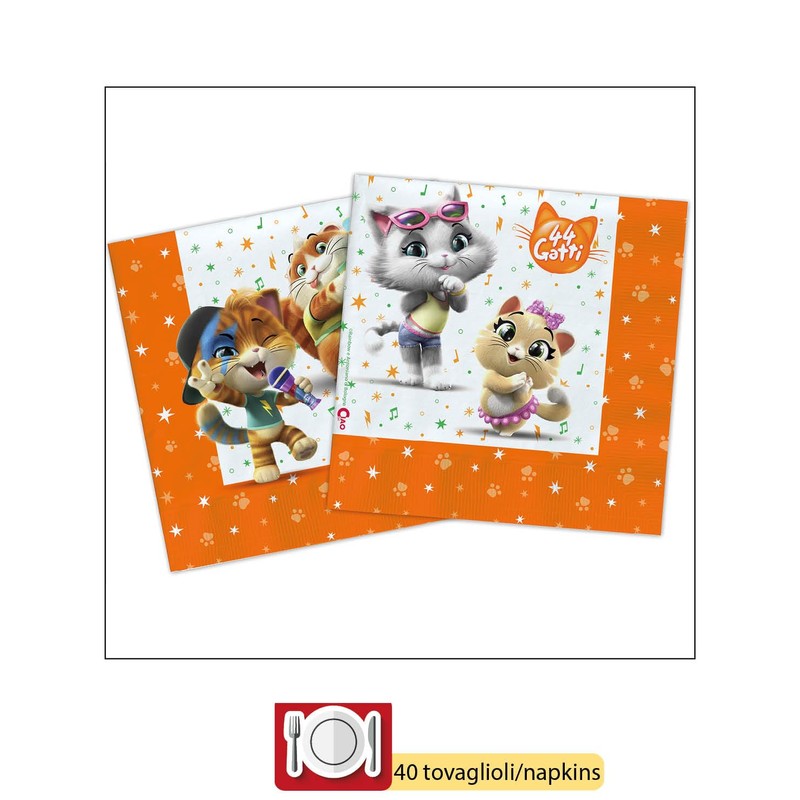 Ciao Y4961 44 Cats Party Tableware Set, Single, Multicoloured, 24