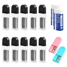 2B Compass Refills, Pack of 100 Compass Refills 2 mm Diameter, Compass Refills 2 cm Long Leads, with 2 Pencil Sharpeners and Eraser for Mathematical Drawing Creation