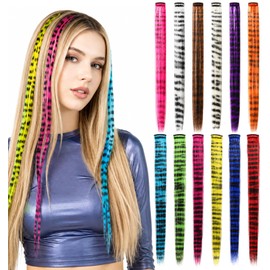 12 PCS Colorful Clip in Hair Extensions, Racoon Tail Hair Extensions