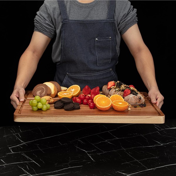 Large Acacia Wood Cutting Board with Juice Groove - Extra