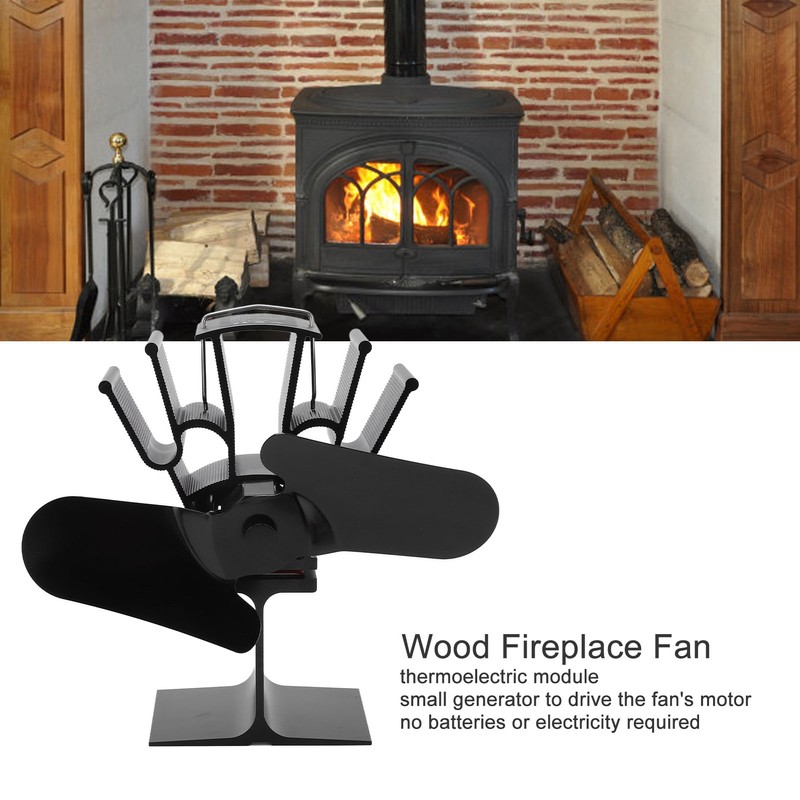 2 Blade Heat Powered Wood Fireplace Fan 1200RPM 25dB Low