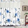 Gdmoon No Hook Flower Shower Curtain, Snap in Fabric Liner