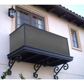 Boen 3' x 16' ft Balcony Privacy Screen, Fence Windscreen Cover UV Protection Weather-Resistant Mesh Cloth Shade Netting with Grommets for Patio, Backyard, Deck, Outdoor Porch, Railing - Grey