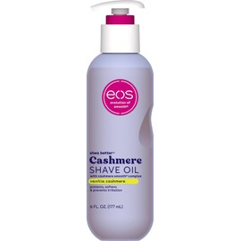 eos Aceite de afeitado de cachemira – Cachemira de vainilla, aceite de afeitado hidratante con manteca de karité y glicerina, ayuda a prevenir la irritación y quemaduras de afeitar, vegano, 6 onzas líquidas