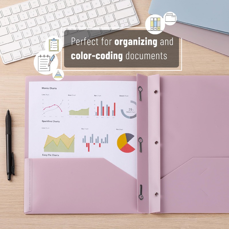 Mr. Pen- Plastic Folders with Pockets and Prongs, 15 Pack,