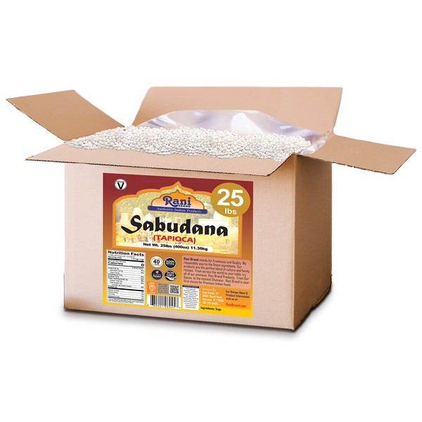 Rani Sabudana (Tapioca/Sago) Pearls 400oz (25lbs) 11.36kg Bulk Box ~