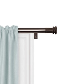 Zenna Home Easy Install Drapery Window Curtain Rod, No Measuring, 48" - 120", Decorative Cap Finials, Oil Rubbed Bronze