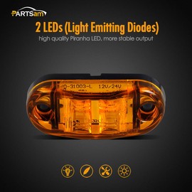 Amber Red 2.5" 2 Diode Oval LED Trailer Truck Clearance Light Side Marker Light 4PCS, Surface Mount Little Boat Marine Led Lights RV Camper Accessories (2 Amber+2 Red)