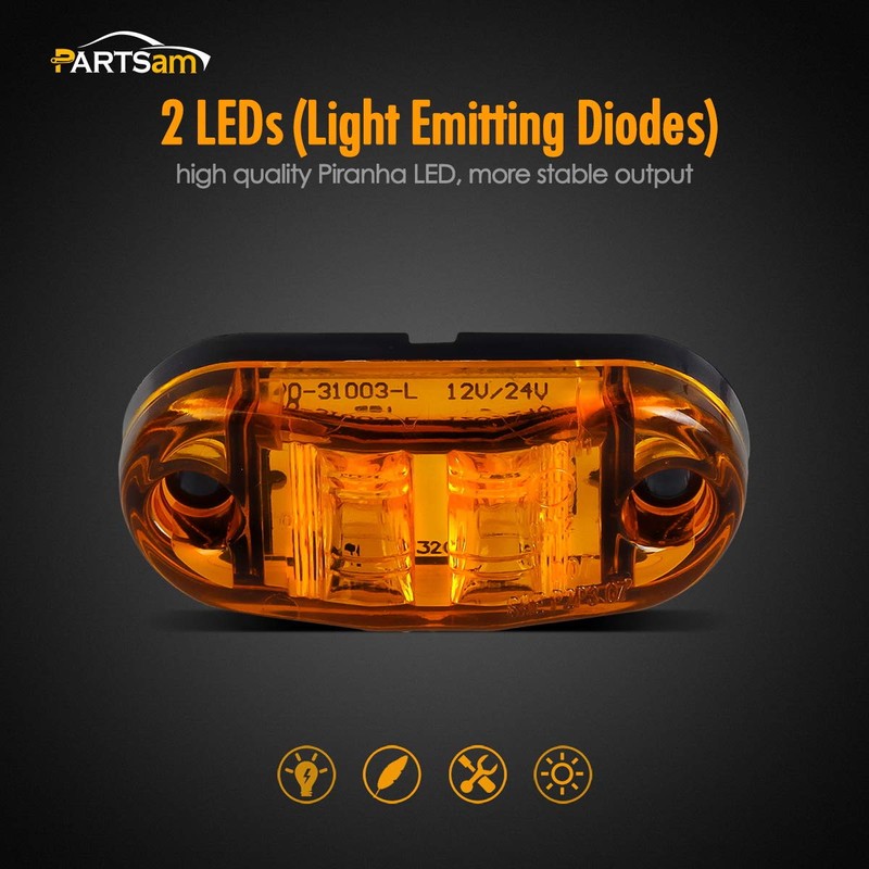 Amber Red 2.5" 2 Diode Oval LED Trailer Truck Clearance