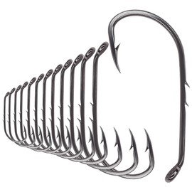 Baitholder Fishing Hooks 100 Pack - Double-Barbed Long Shank for Bluegill Bass Trout Walleye Black/Red, 8/0-#8 (2-Black, Size:1 100-Pack)