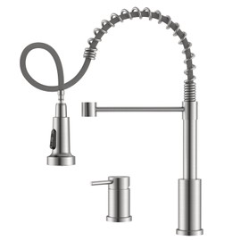 APPASO 2-Hole Kitchen Faucet with Pull Down Sprayer, Spring Kitchen Sink Faucet with Separate Handle, SUS304 Stainless Steel Commercial Faucet for Kitchen Sink, Brushed Nickel