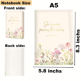 HZMLYDJ Bible Verse Lined Journal Notebook for Women Men, 200 Pages A5 Hardcover Hard Shell Journals for Writing Note Taking, Spring Floral Christian College Ruled Notebook Diary Notepad, 5.8"x8.3"