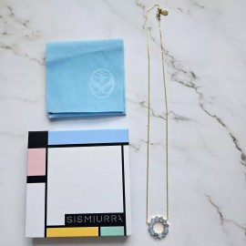 Sismiurra 18K Gold Over Silver Designed France Circle Necklace Opal Look AB Sismiurra