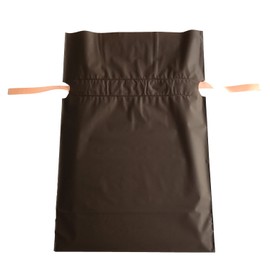 Rectangular Satin Drawstring Bag with a Gusseted Bottom - With Ribbon - 20 - Pack, browns