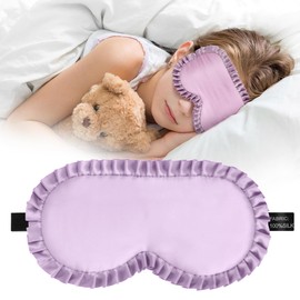 Kids Sleep Mask, 100% Real Mulberry Silk Eye Mask, Sleeping Mask for Kids with Adjustable Elastic Band, Soft & Light Blocking Eye Cover Gift for Boys Girls Teens Age 5+ (Purple)