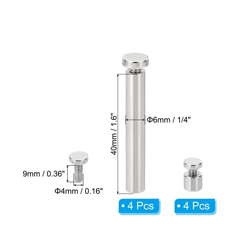 PATIKIL 1/4 x 1.6 inch Sign Standoff Screws, 4 Set