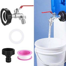 Ezranova IBC Auslaufhahn, Tankhahn Alloy Kugelhahn mit 3/4 Zoll Anschluss IBC Adapter für Wassertankhahn, Regenwassertank IBC Tank Zubehör