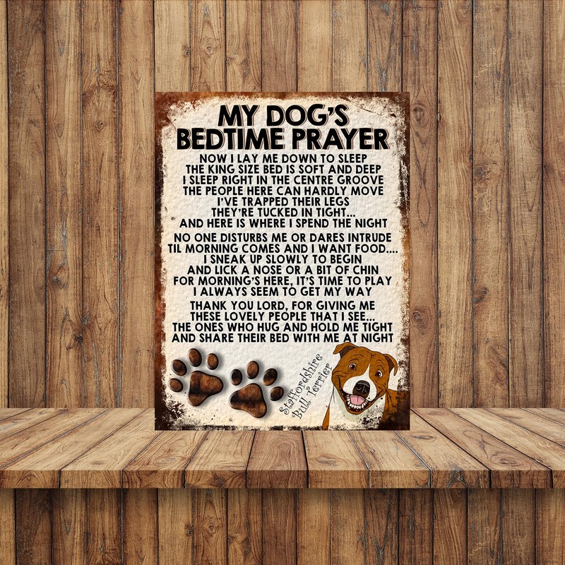 MY DOG'S BEDTIME PRAYER RETRO STYLE METAL TIN SIGN/PLAQUE DOG