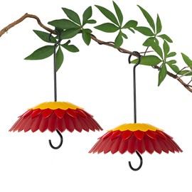 SamnFat Bird Feeder Weather Guard Cover Hummingbird Shade Red Mini Dome Rain for Outdoors Ant Proof, Hanging Squirrel Baffle for Small Wild Feeders Keep Nectar & Seed Dry, Décor Garden,8" (2 Pack)