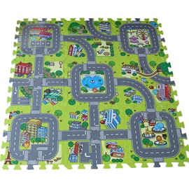 Joint Mat, For Children, Interesting, Roads, Trains, Tracks, Educational, Soundproofing, Map Map, Anti-Slip, For Spring, Summer, Fall, Winter, Puzzle, Set of 9, Baby Shower, Kindergarten Entrance Celebration, Birthday Gift