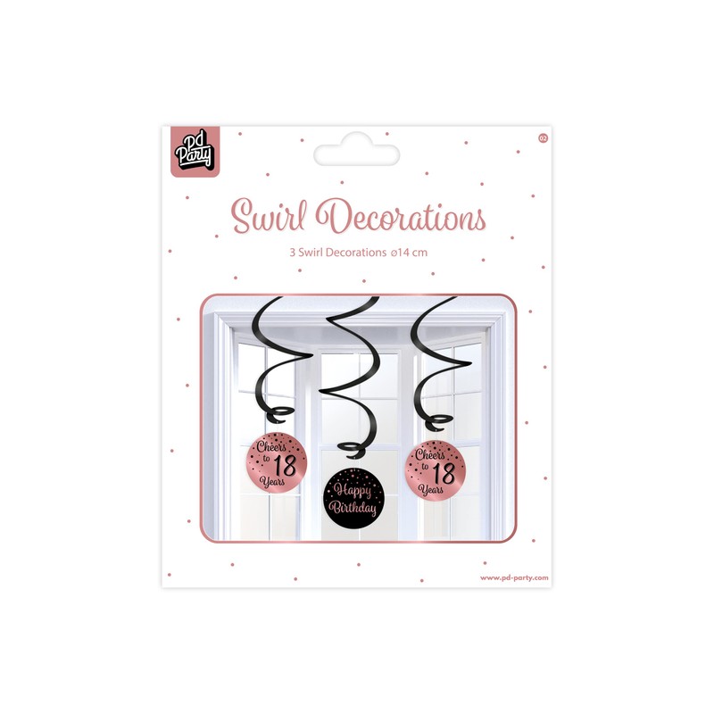 PD-Party 7024102 Swirl Decorations, New Pink
