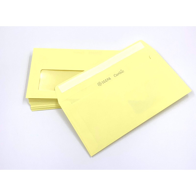 100 Window Envelopes, 220 mm x 110 mm, Yellow, Light