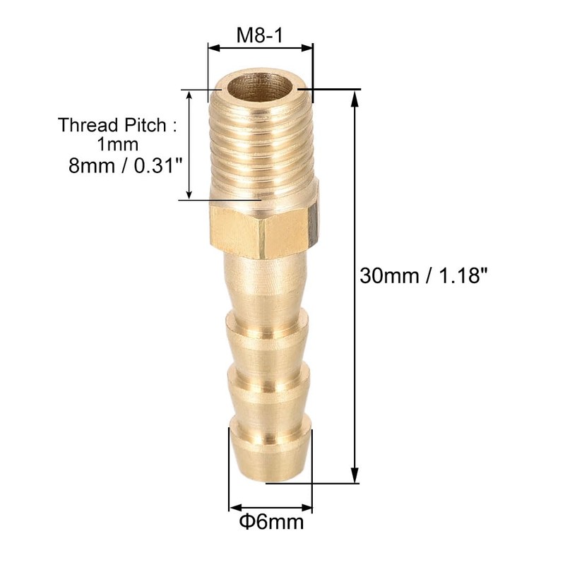 sourcing map Brass Connector Eric Plug with Barbed Hose Nozzle