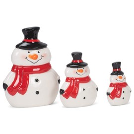 Transpac Y7829 Dolomita Chubby Snowman Decoración, juego de 3, 6 pulgadas de altura