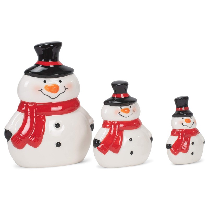 Transpac Y7829 Dolomita Chubby Snowman Decoración, juego de 3, 6