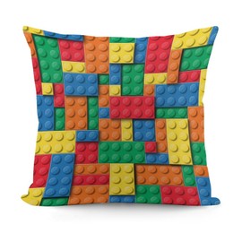 DDCBNS Kids Building Block Toy Throw Pillow Covers for Boys Girls,18 x 18 Inch,Abstract Colorful Toy Brick Geometric Print Throw Pillow Covers for Sofa Couch Nursery Bedroom Child Room