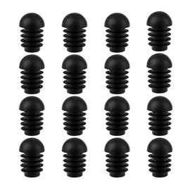 Round Pipe Plugs (Tube Outer Diameter 16 mm), Pack of 16 Lamellar Plugs Round with Ball Head, Chair Plugs, Pipe Cover Made of Polyethylene Plastic for Stools, Steel Tube Chairs (Black)