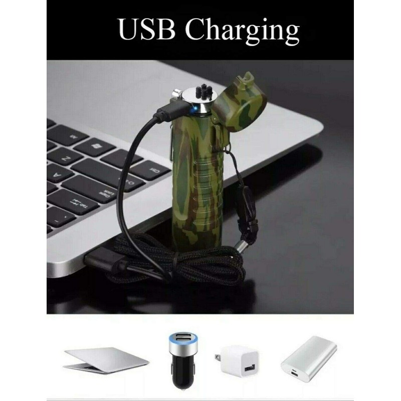 Waterproof, Dual Arc Plasma Lighter Flashlight Combo (Camo)