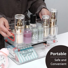 MarsHopper Desktop Organizer, Combination of Large Capacity Storage Baskets, Cosmetics, Craft Peripherals, Stationery and Digital Accessories, etc. Desktop Organizer for Office School Home (Clear)