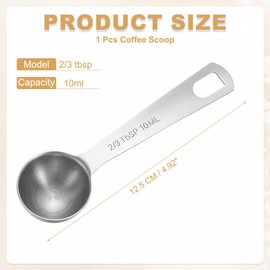PATIKIL 1pcs 10ml Tablespoon Measuring Spoon, 2/3 Tbsp Measuring Spoon Stainless Steel Individual Measure Scooper Only for Ground Coffee Loose Tea Powder