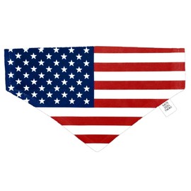 Kats Dog Swag American Flag dog bandana. Patriotic Americana dog neckwear. Slides onto a your pet's existing collar. (Large)