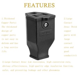 3 Prong Electric Female Plug Replacement 125V 15A 2Pole 3Wire Grounding Female Plug Extension Cord Straight Blade Female Plug 3 Pack (Female Plug)