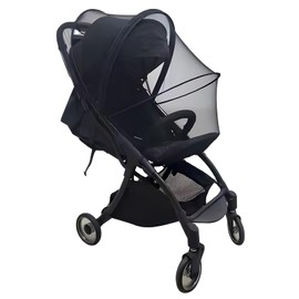 JZS Stroller Mosquito Net, Full-Cover Encrypted Netting with Double Zipper, Breathable & Foldable Design, Black