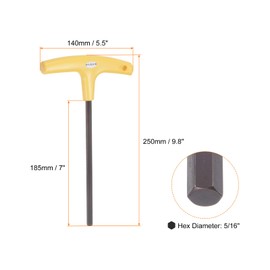 HARFINGTON 2pcs T-Handle Wrench 5/16" SAE Long Arm Hex Key Flat End Wrenches Spanner for Automotive Household Maintenance