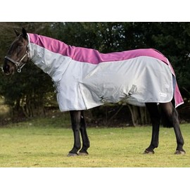Derby House Elite Stormsafe Combo Neck Fly Sheet - Grey/Magenta Purple